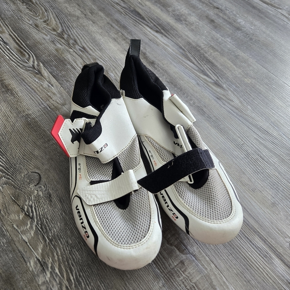 Mens White and Black Cycling Shoes